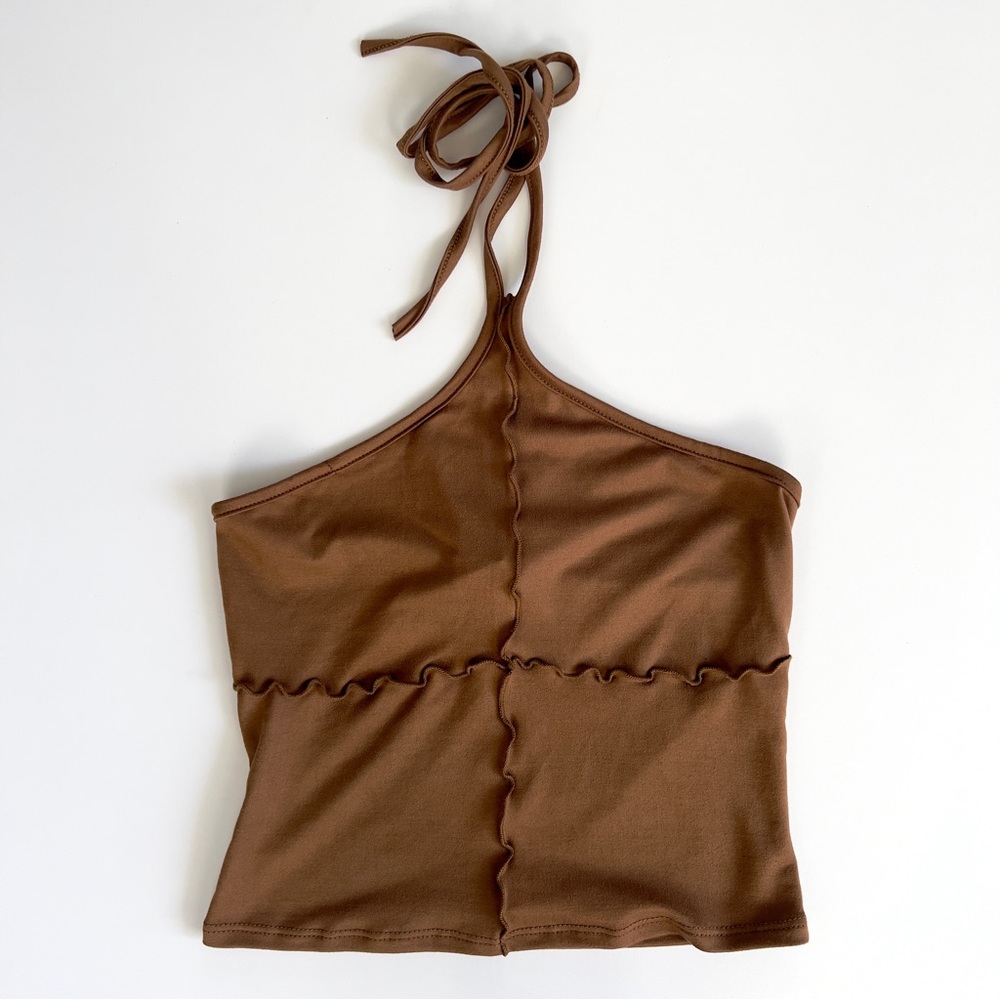 NWT Halter Brown Crop Top